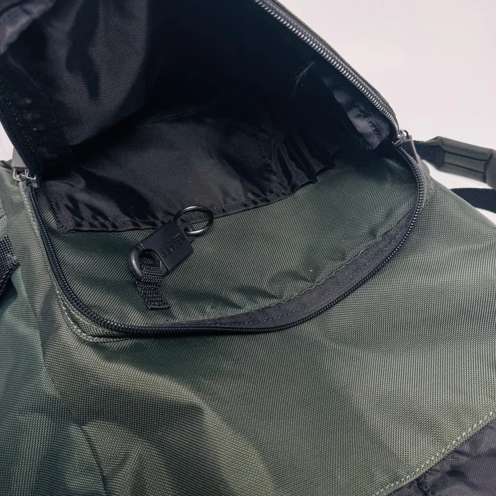 Kipling Hacker Green Nylon Flap Drawstring‎ Backpack Bag